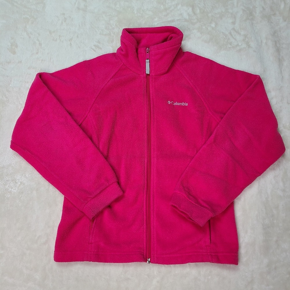 Columbia Girls Youth  Size L (14/16) Pink Full Zip Fleece Jacket with Pockets